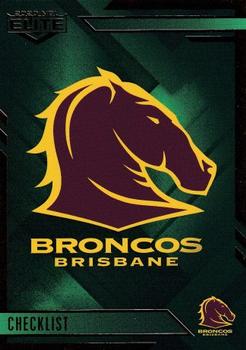 2020 NRL Elite - Mojo Emerald #ME001 Brisbane Broncos Checklist Front